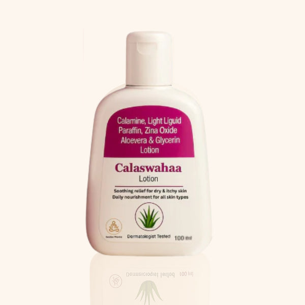 Calaswahaa Calamine Lotion with Aloe Vera, Glycerin, Zinc Oxide & Light Liquid Paraffin | Soothes Itchy & Dry Skin | Dermatologist Tested |