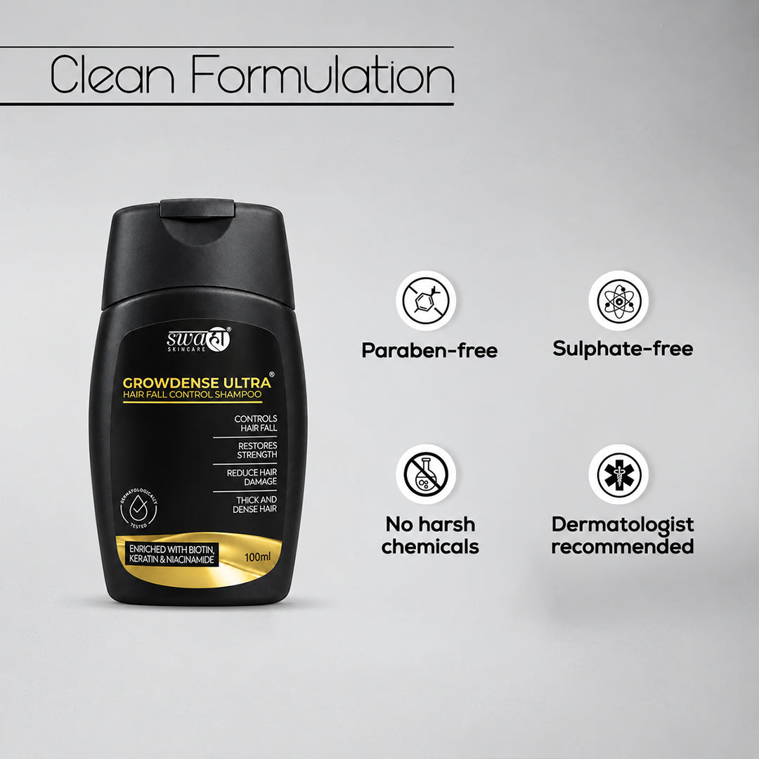 Growdense® Ultra Hair Fall Control Shampoo - 100ml - Swahaa Skin Care
